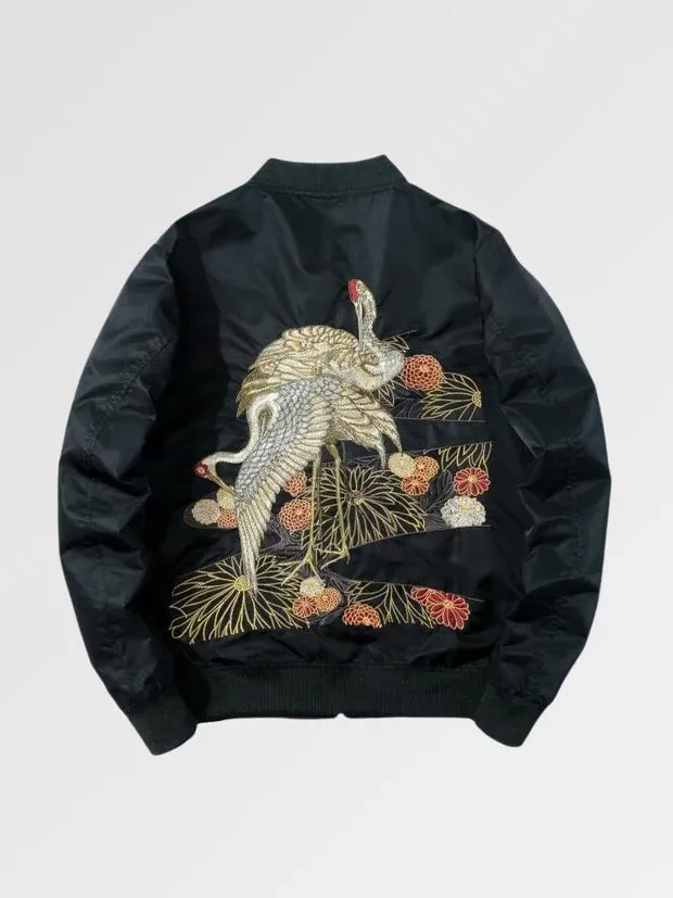 Esprit du Japon sukajan brodé Tsuru bomber