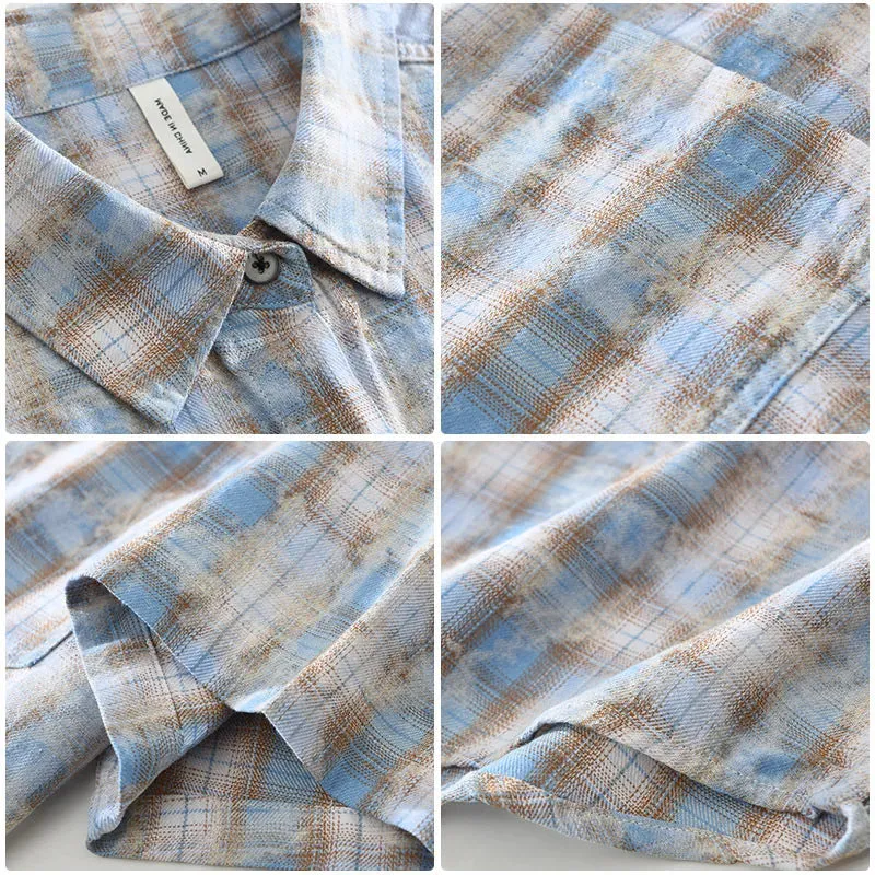 Esprit du Japon chemise estivale homme carreaux délavés
