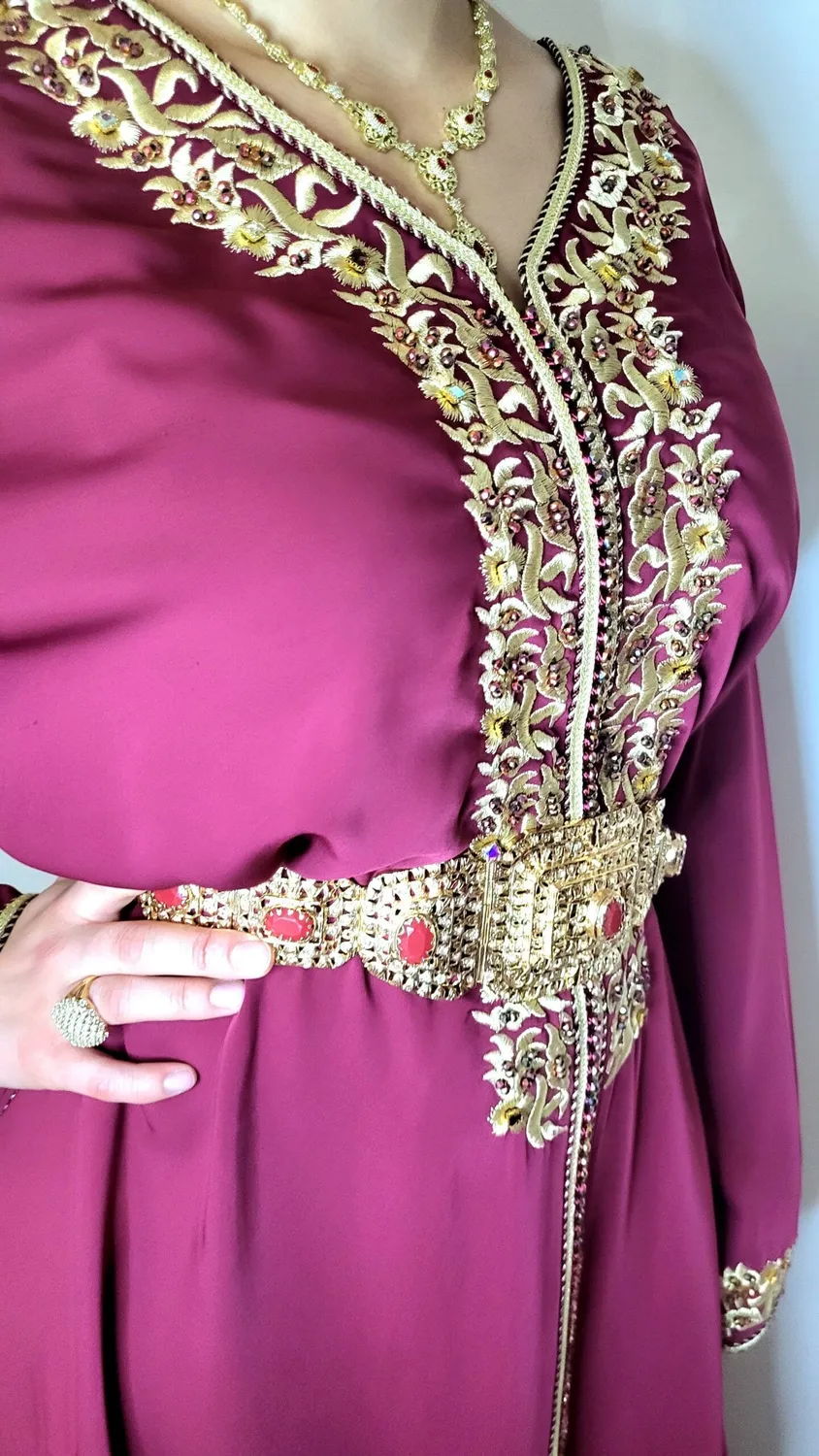 Célèbr'Orient Hanna caftan perlé brodé fluide