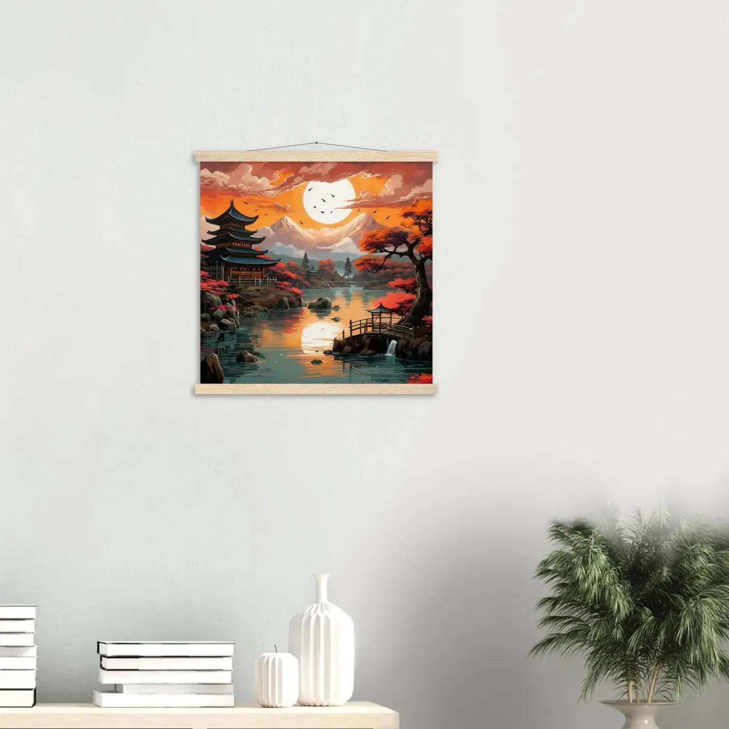 Japon style Tsuruga tableau paysage japonais grues