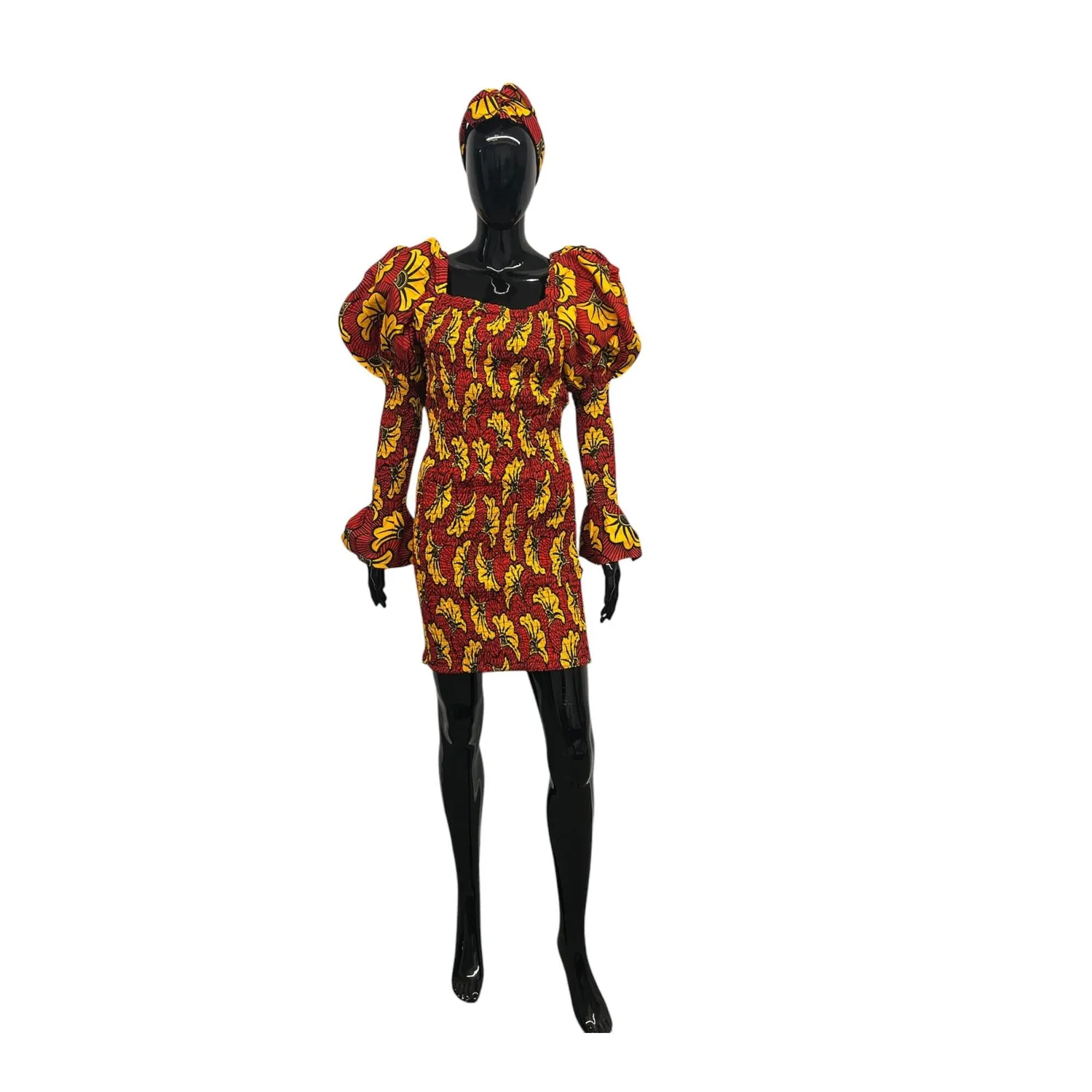 KAVAZI Puffy Sleeve Cotton Dress robe femme manches bouffantes
