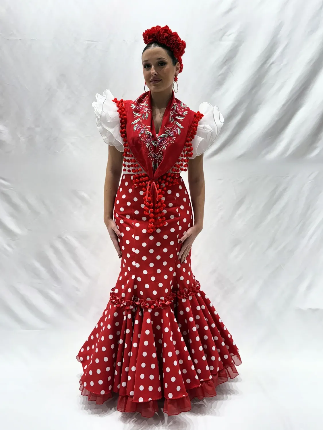 Viva la Feria Alpujarra jupe flamenca rouge à pois