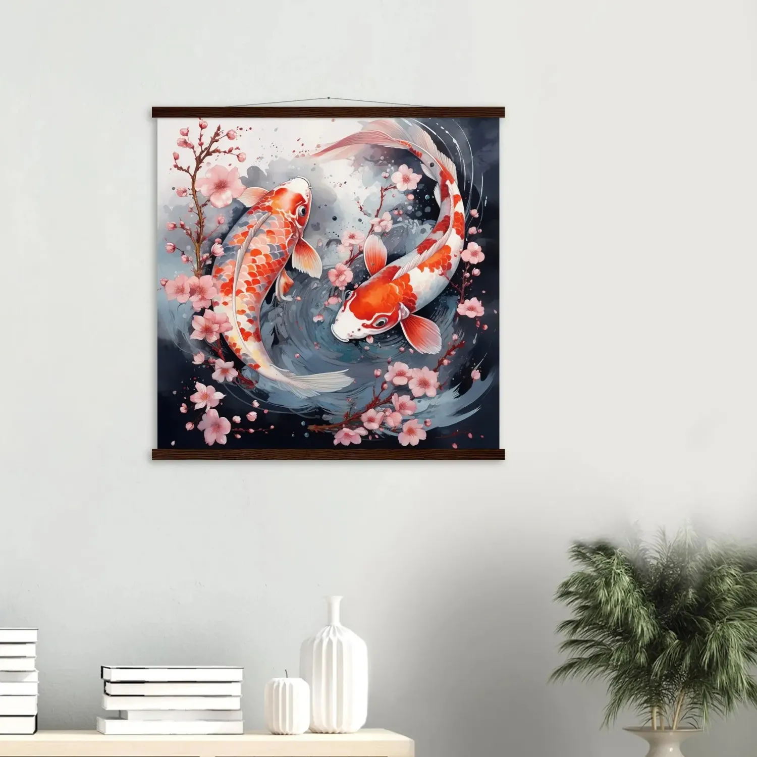 Japon style Testuki tableau carpe koi couple