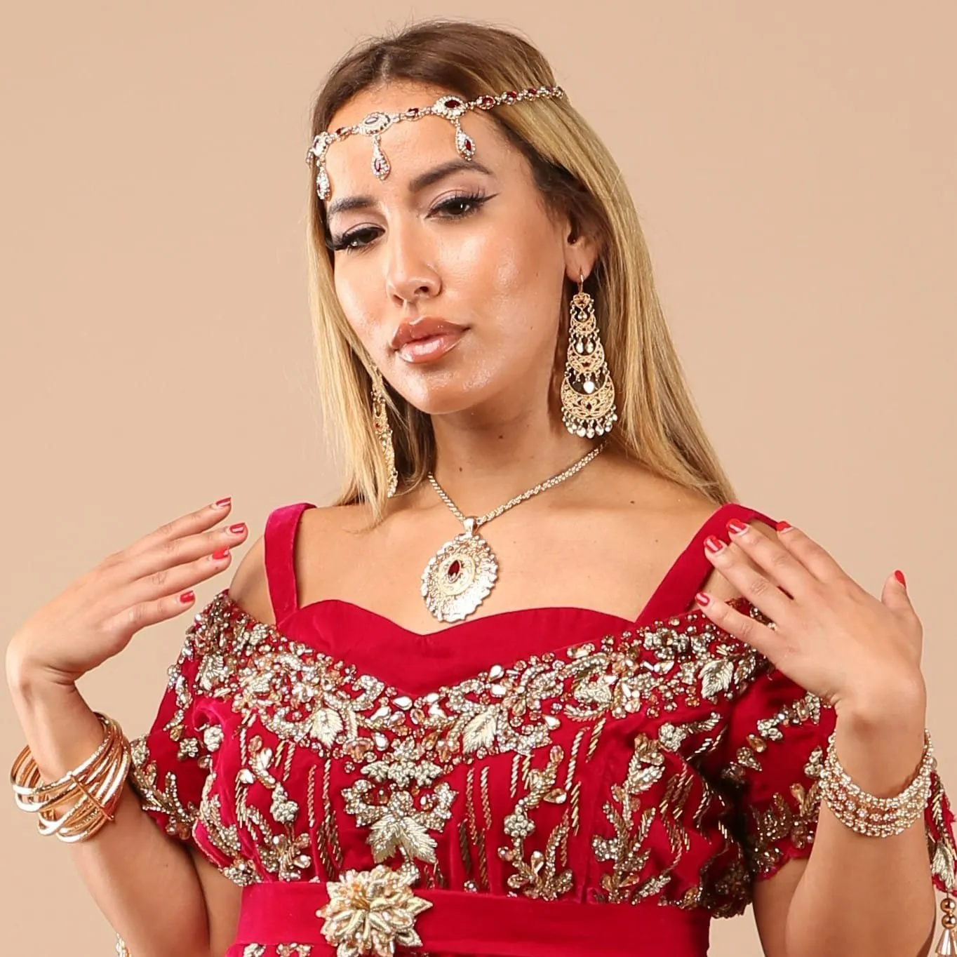 Célèbr'Orient Wahida karakou rose fuchsia perlé doré