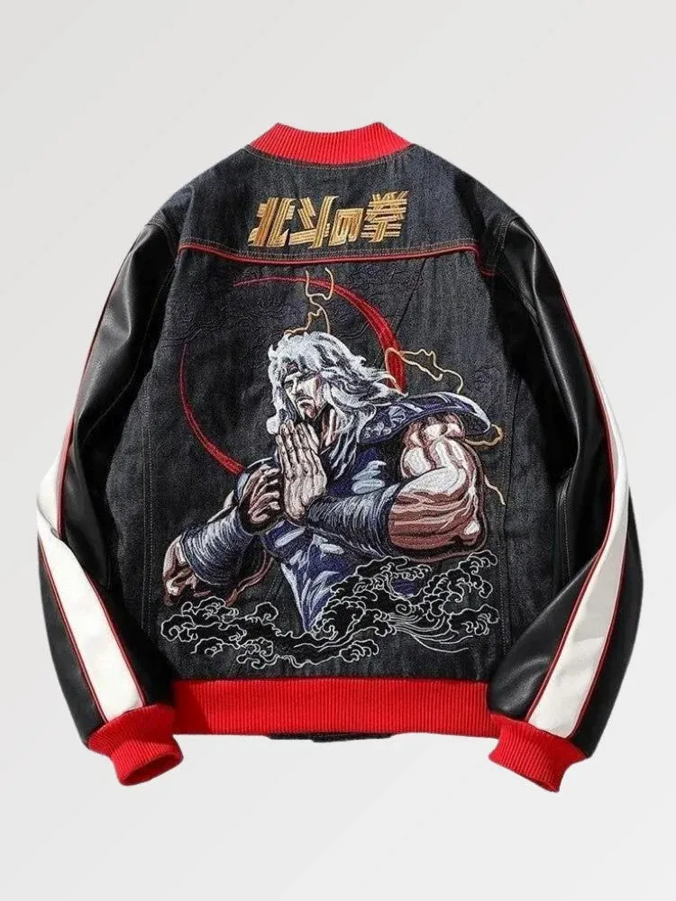 Japon style denim Konaya veste sukajan homme brodée