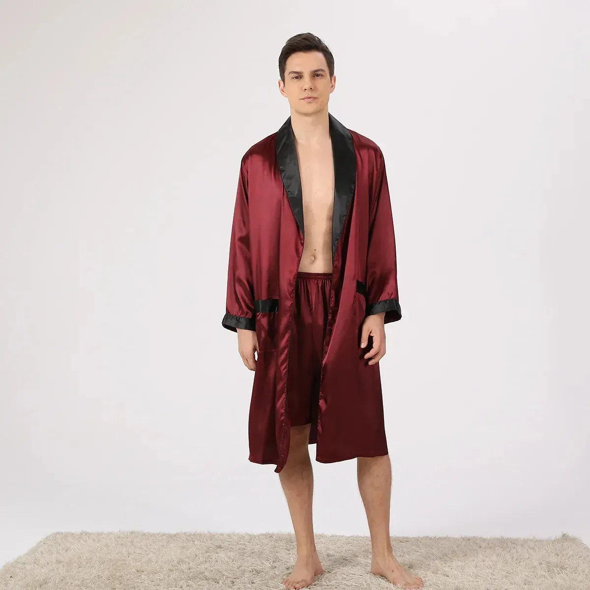 Esprit du Japon peignoir kimono homme satiné short