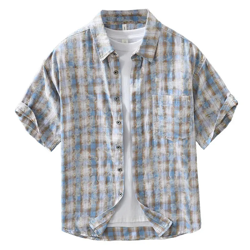 Esprit du Japon chemise estivale homme carreaux délavés