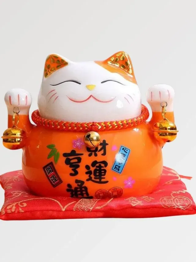 Japon style Oito maneki neko orange porte-bonheur