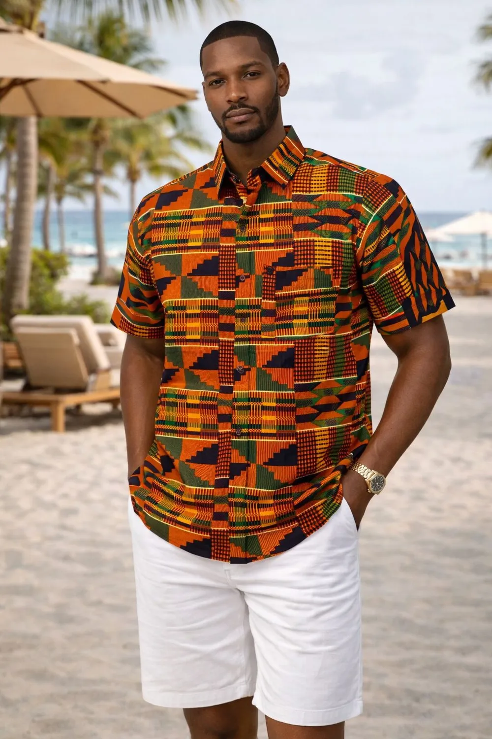 KAVAZI Men Short Sleeve Shirt chemise homme