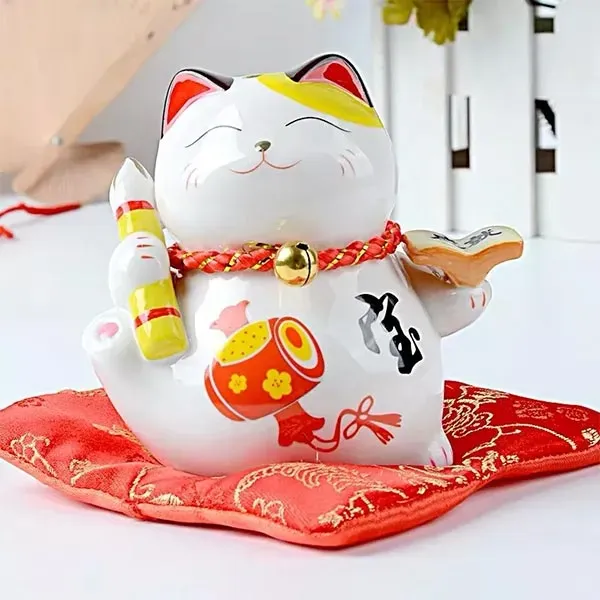 Esprit du Japon maneki neko calligraphie tirelire blanche