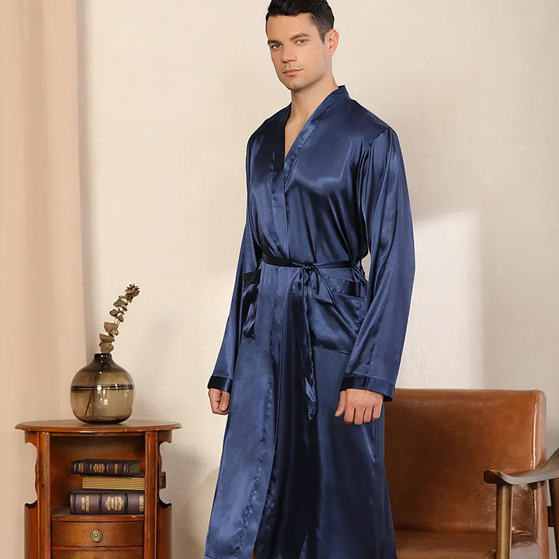 Esprit du Japon peignoir kimono homme satin ceinture
