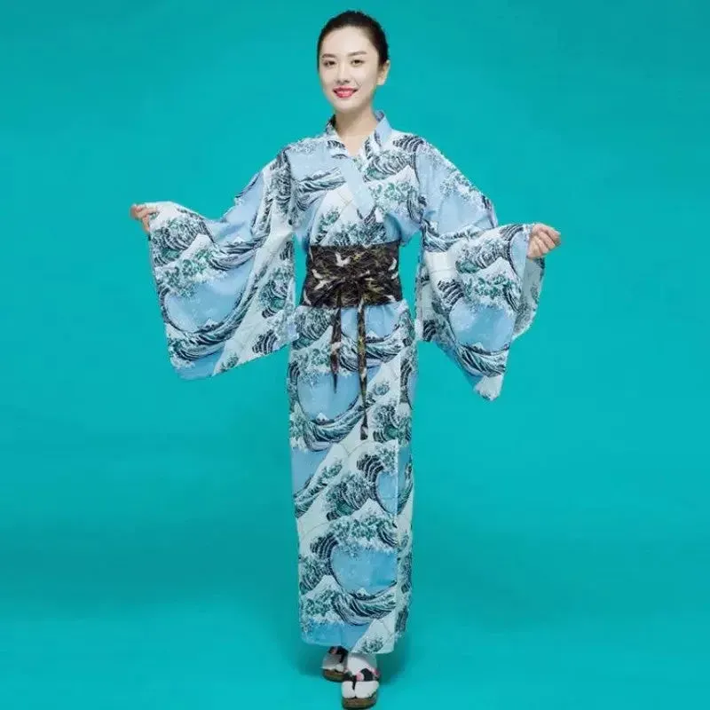 Japon style Kimono Japonais Femme ‘vague Kanagawa’ kimono fluide