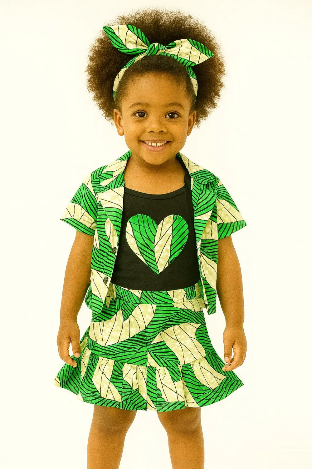 KAVAZI Ensemble africain fille 4 pièces jupe veste haut bandeau
