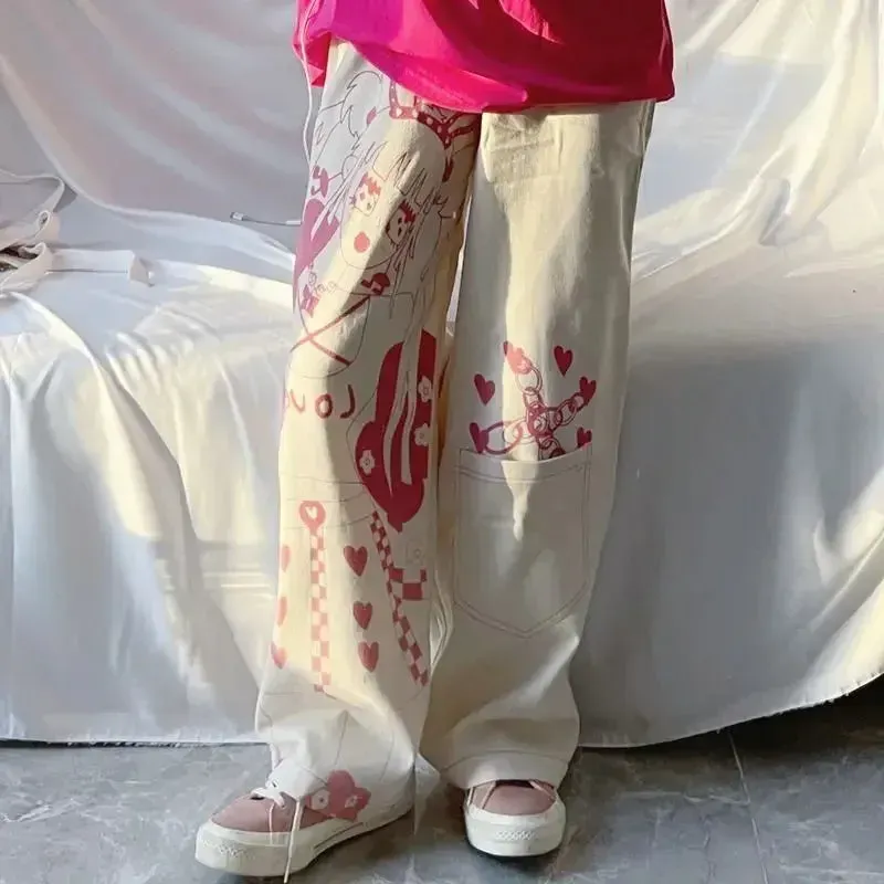 Japon style imprimé japonais pantalon femme motif asiatique