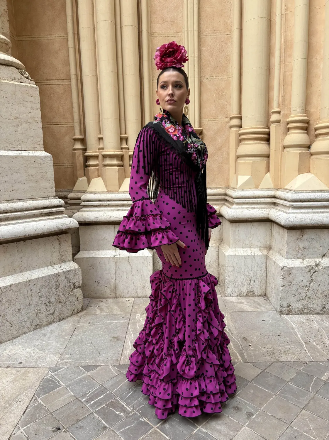 VIVA LA FERIA-MODA FLAMENCA Esperanza robe flamenca buganvilla pois