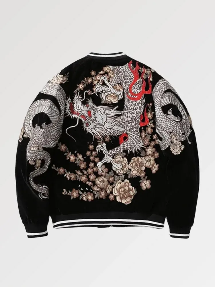 Japon style Sukajan Ryu Bushido bomber brodé