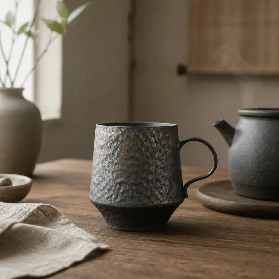 Esprit du Japon mug en grès effet rouille fait main