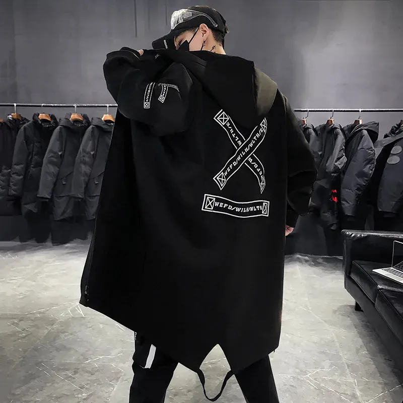 Esprit du Japon Manteau long à capuche streetwear homme