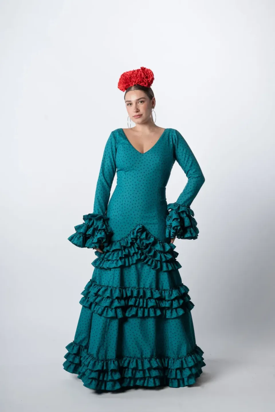 VIVA LA FERIA Canastero Esmeralda robe gitane bleu pétrole