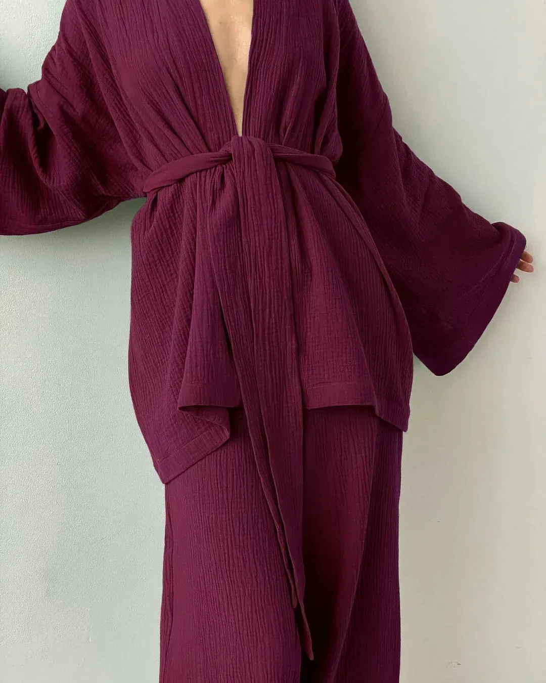 Esprit du Japon ensemble kimono gaze de coton ample