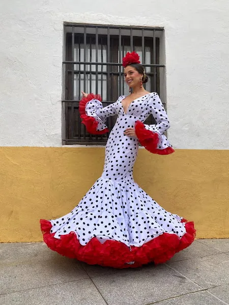 Viva la Feria Clavel robe flamenco pois volants organdi