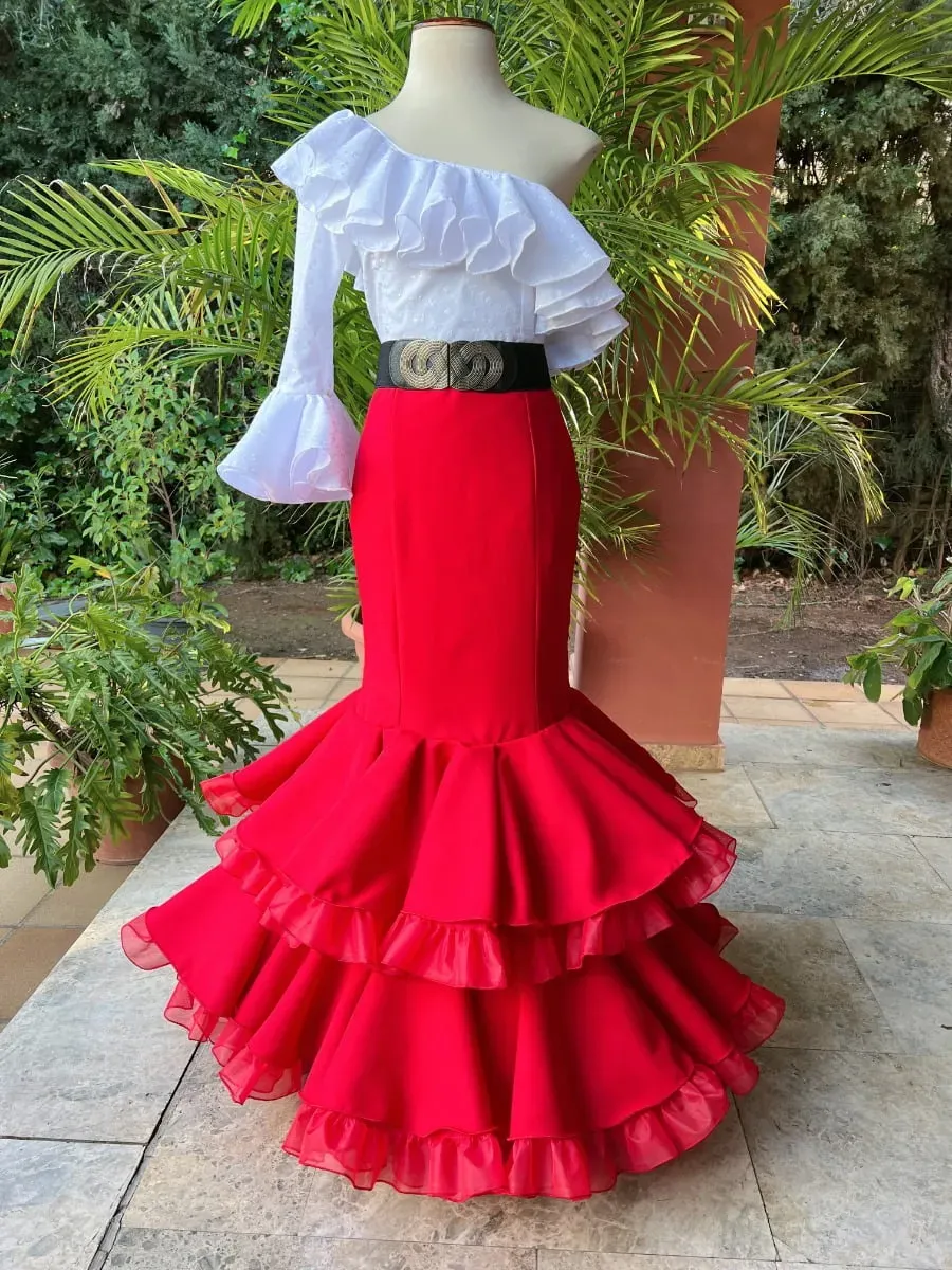 Viva La Feria Rondeña jupe flamenco rouge légère