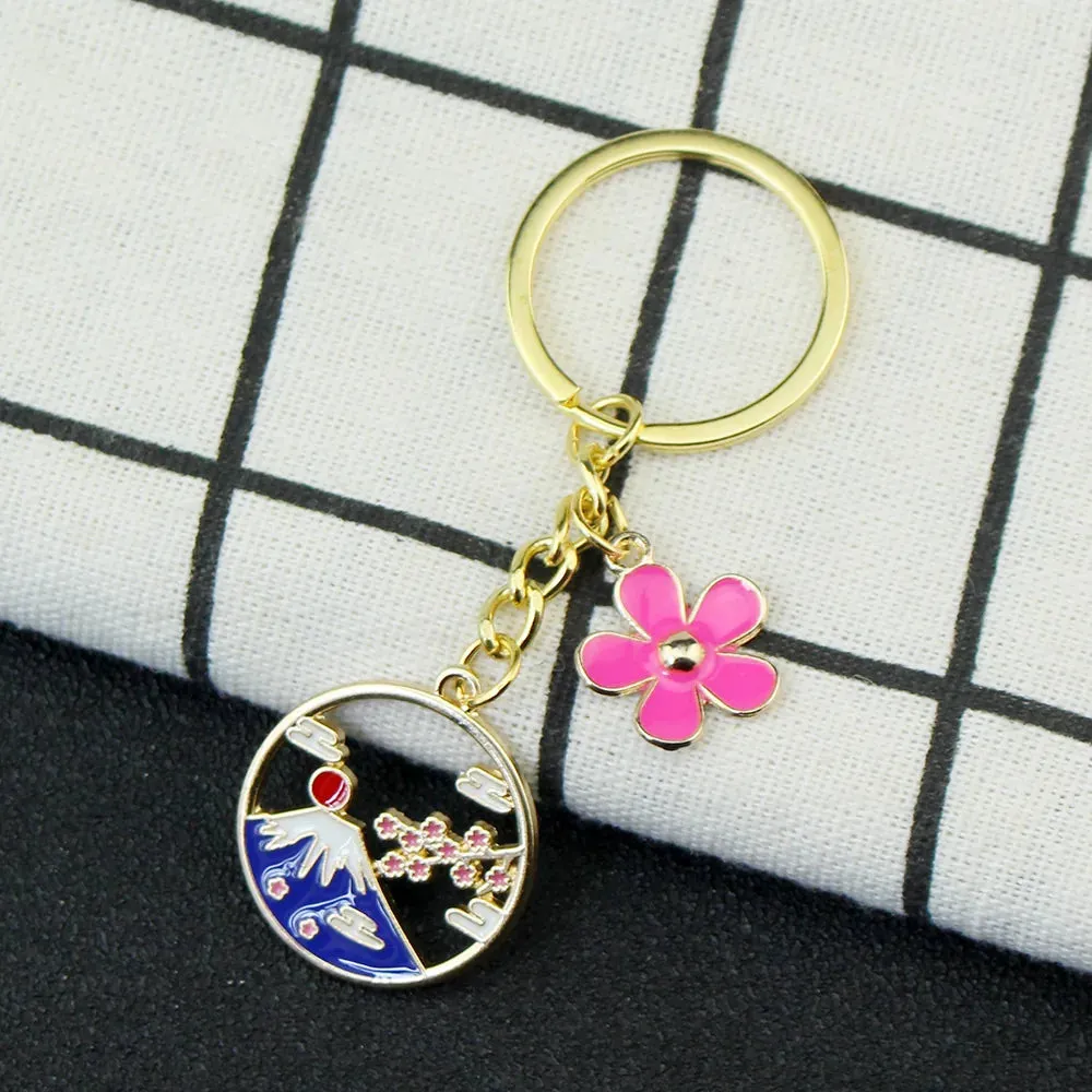 Esprit du Japon porte-clé porte-bonheur doré métal