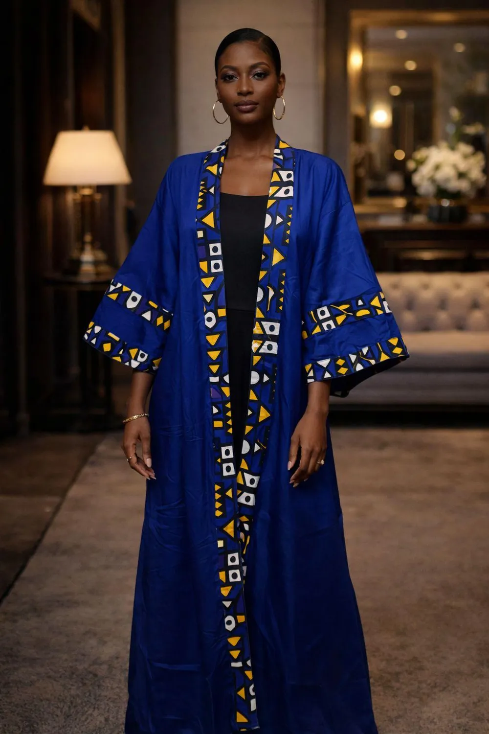 KAVAZI Kimono long femme mix uni ankara