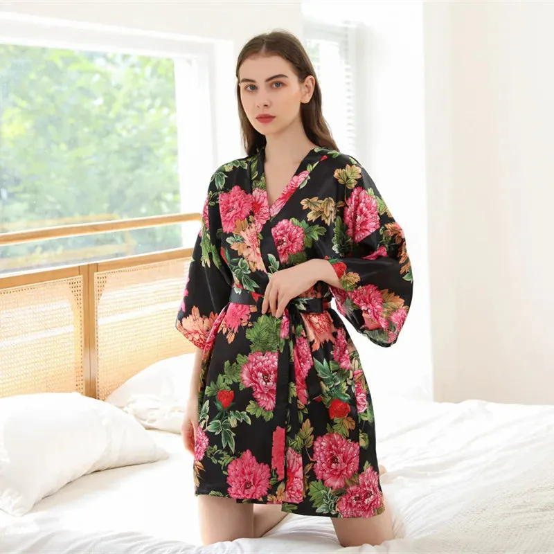 Esprit du Japon robe de chambre kimono fleuri pivoines