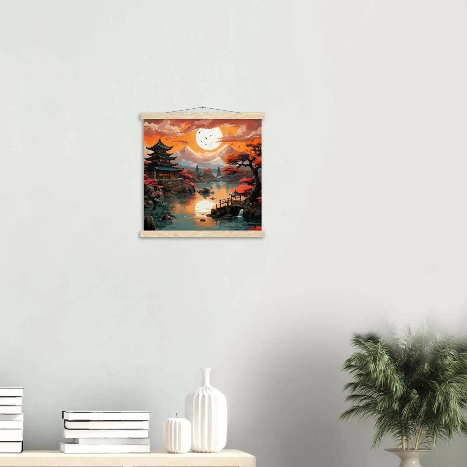 Japon style Tsuruga tableau paysage japonais grues