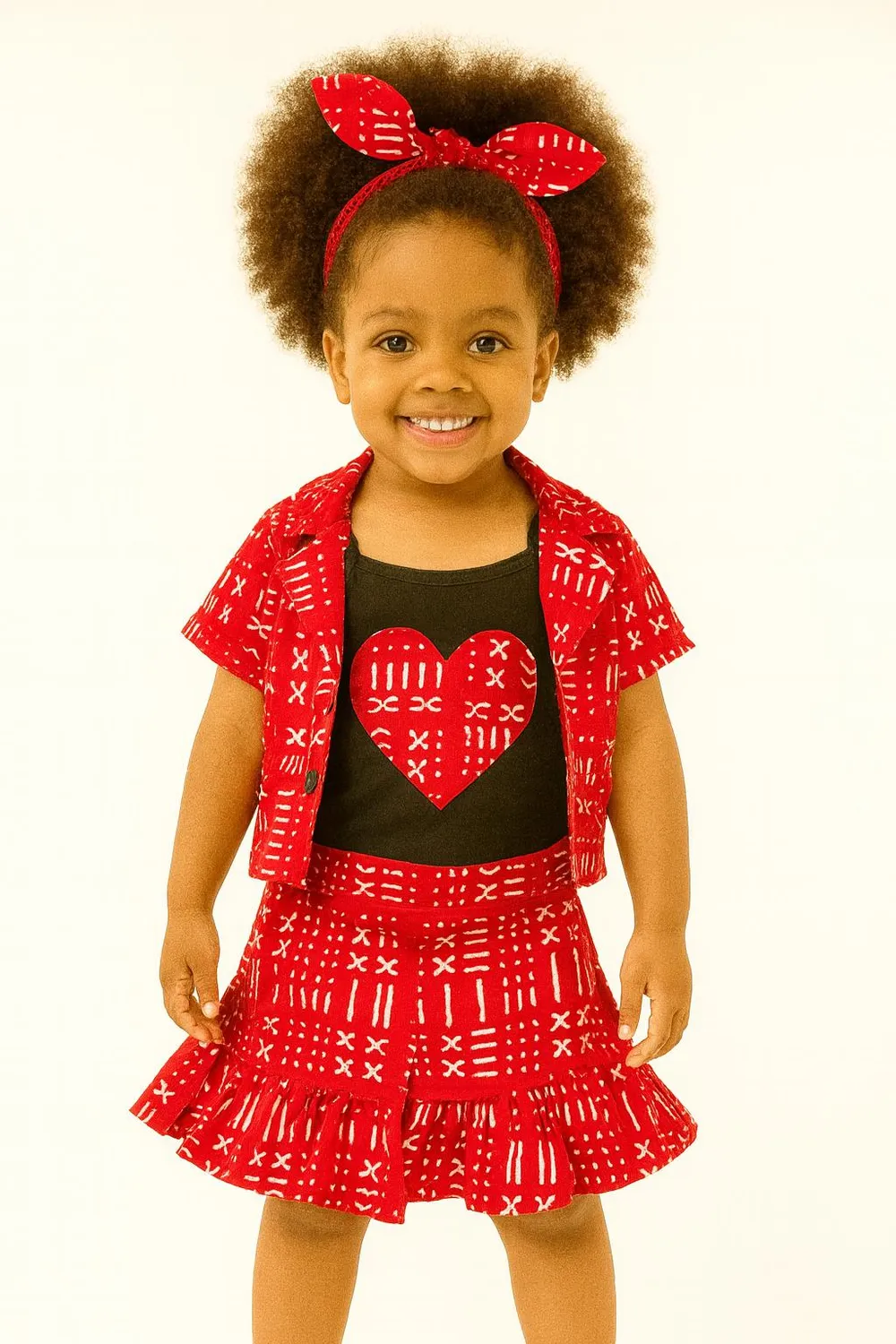 KAVAZI Ensemble africain fille 4 pièces jupe veste haut bandeau