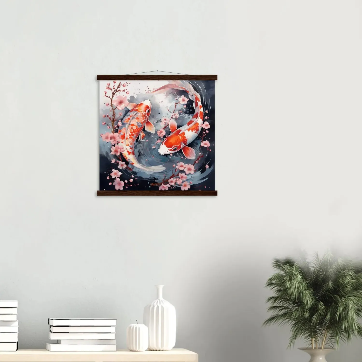 Japon style Testuki tableau carpe koi couple