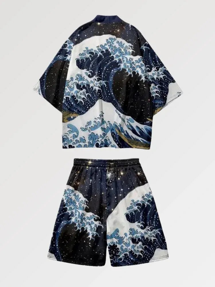Japon style the Big Wave ensemble kimono traditionnel