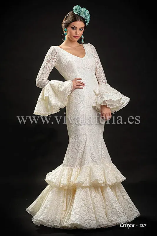 Viva la Feria Estepa robe flamenca dentelle ivoire