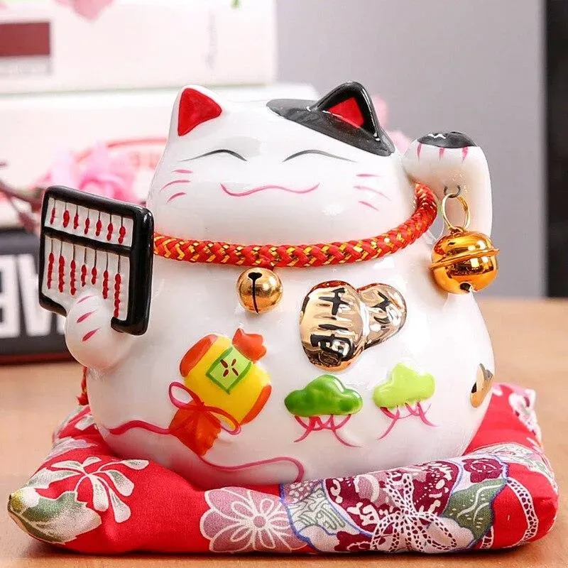 Japon style Lucky Boulier statuette maneki neko blanc