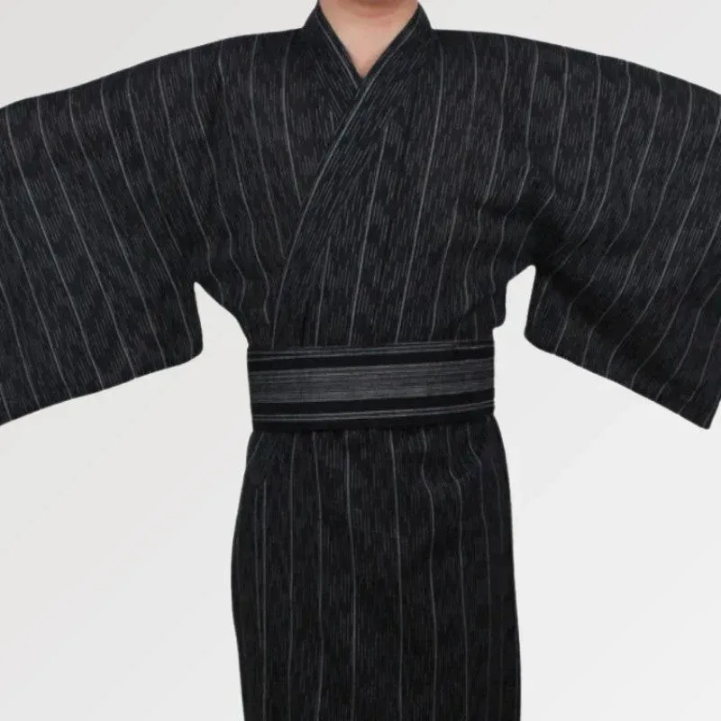 Japon Style Murayama Yukata Homme Noir Rayé Coton