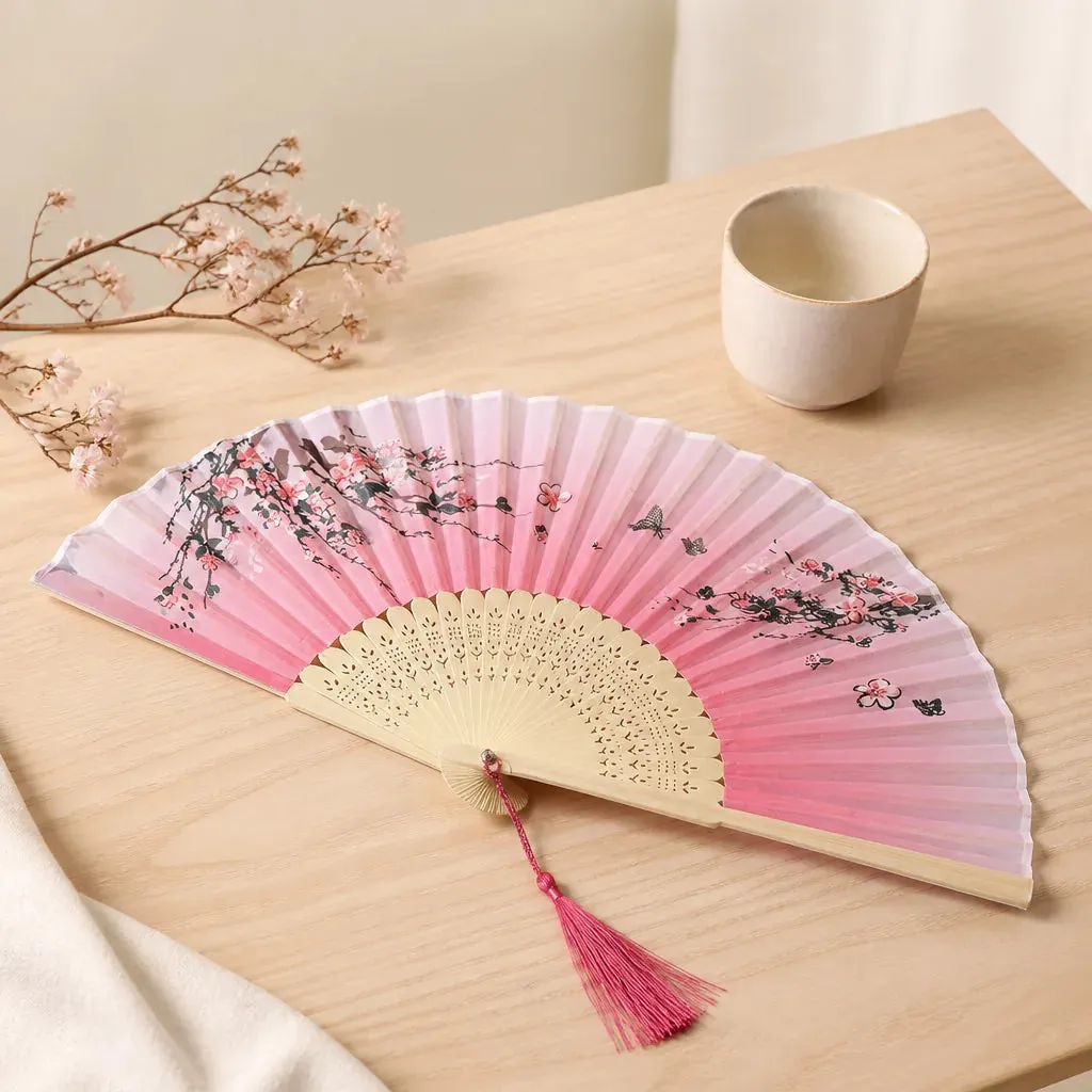 Esprit du Japon éventail pliant vague bleue satin