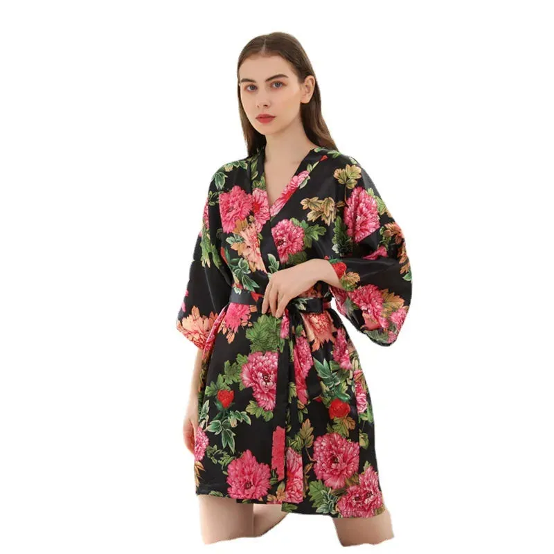 Esprit du Japon robe de chambre kimono fleuri pivoines