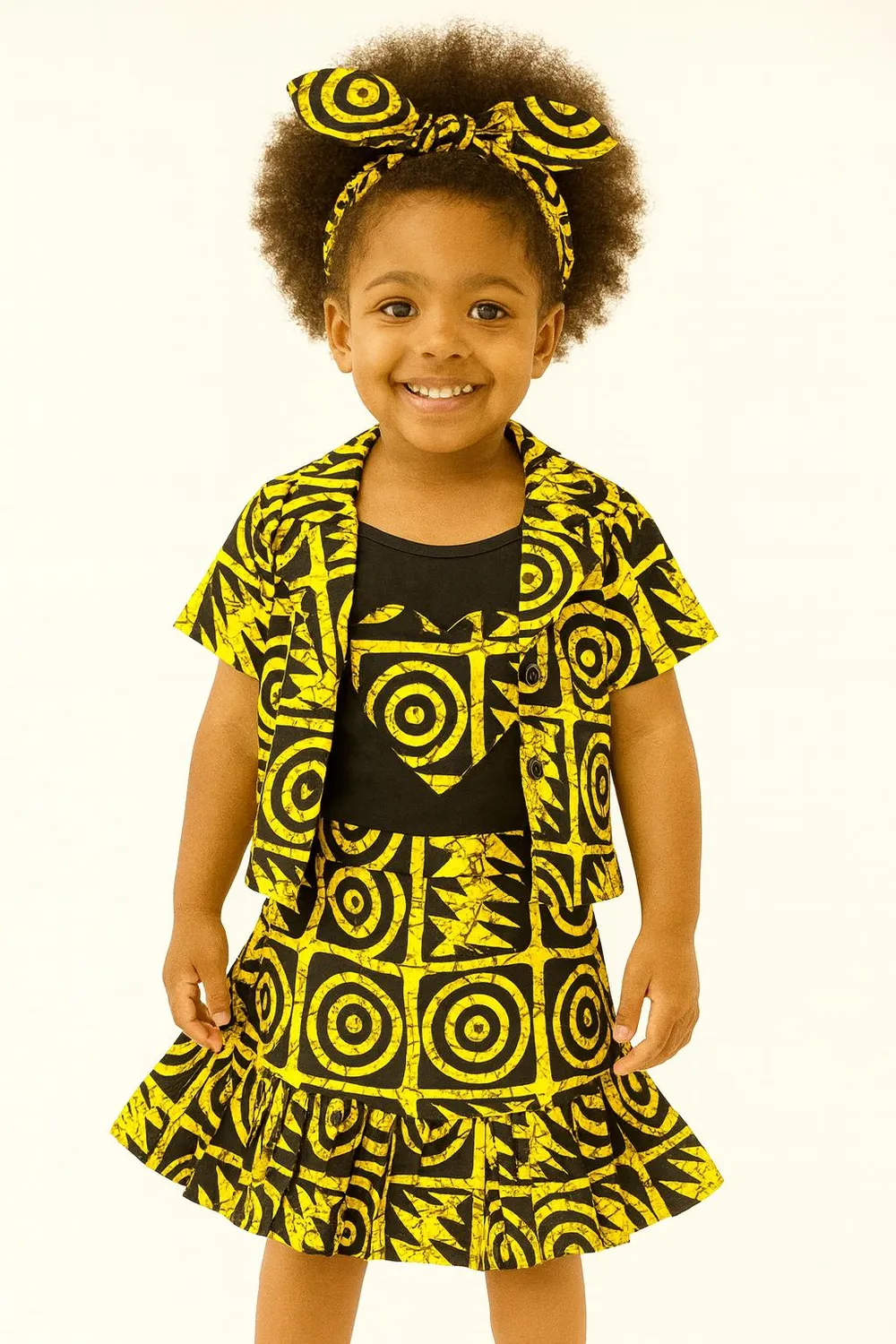 KAVAZI Ensemble africain fille 4 pièces jupe veste haut bandeau