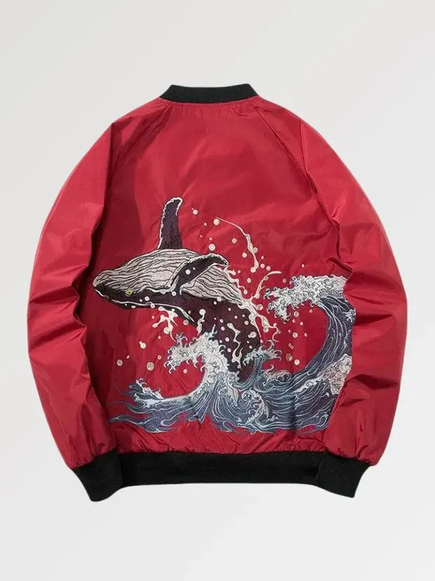 Esprit du Japon blouson sukajan baleine Kanagawa brodé
