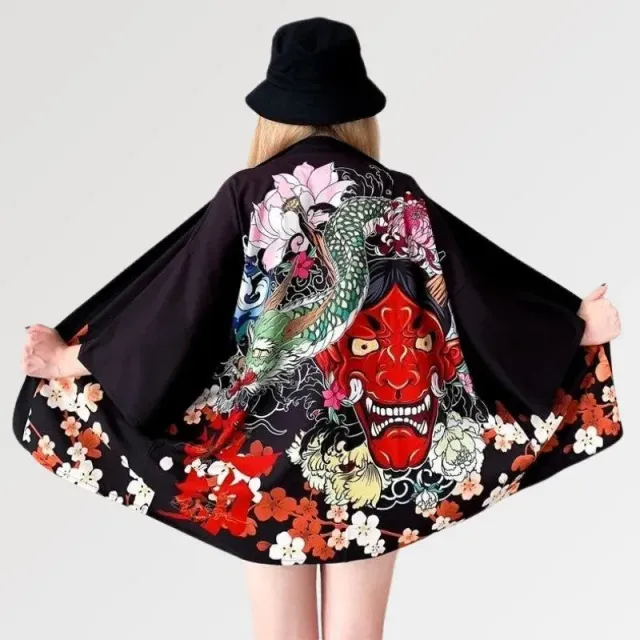 Japon style oni veste kimono femme motif démon