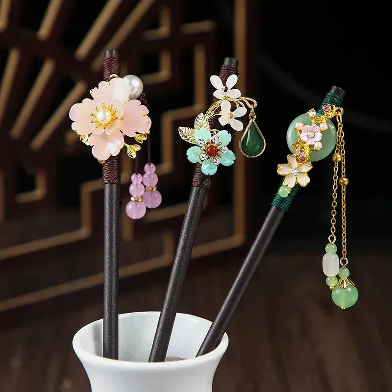 Esprit du Japon épingle kanzashi floral pendeloques