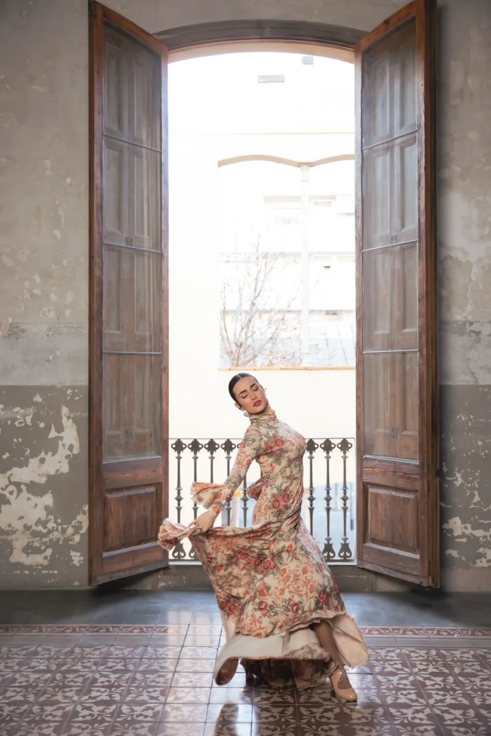 Viva La Feria Amelia robe flamenco imprimée col haut
