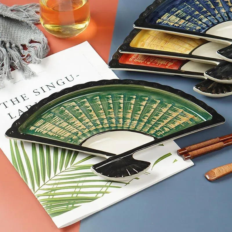 Japon style Yasuhiro assiette céramique éventail
