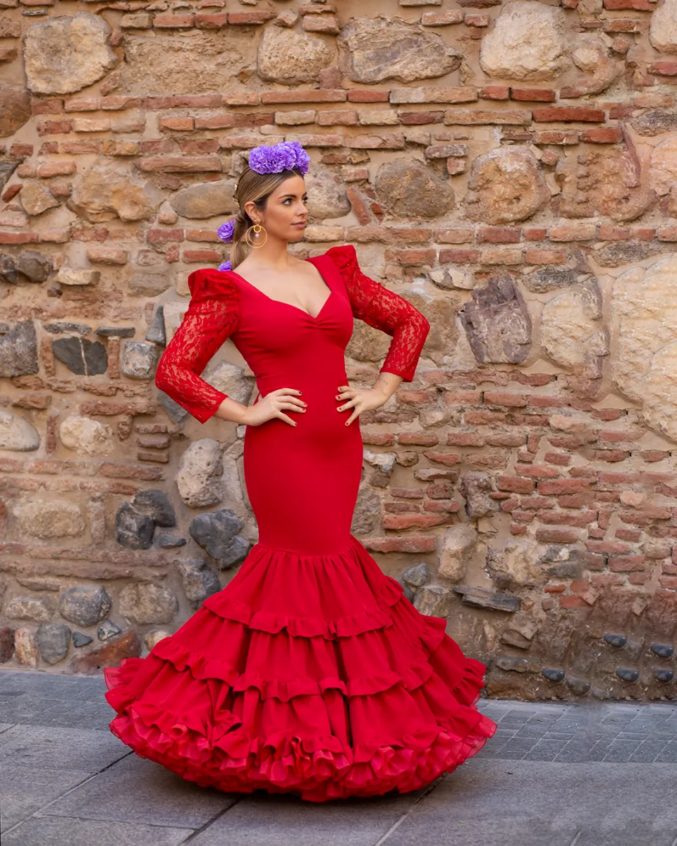 Viva La Feria Plata robe flamenca en dentelle