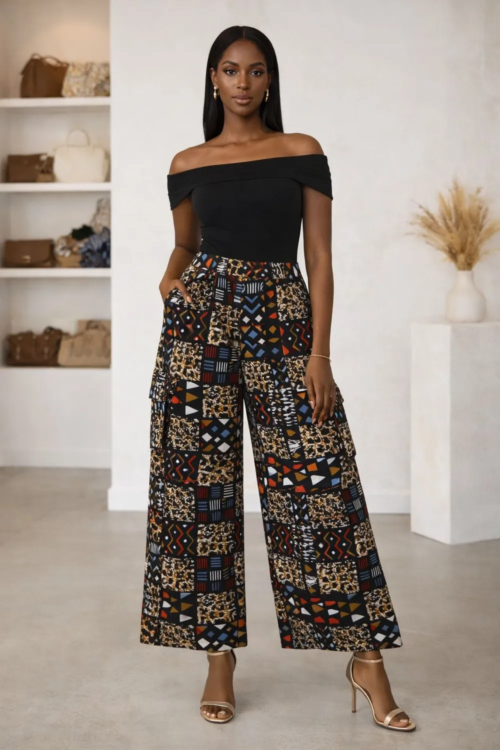 Kavazi pantalon cargo femme coton ample
