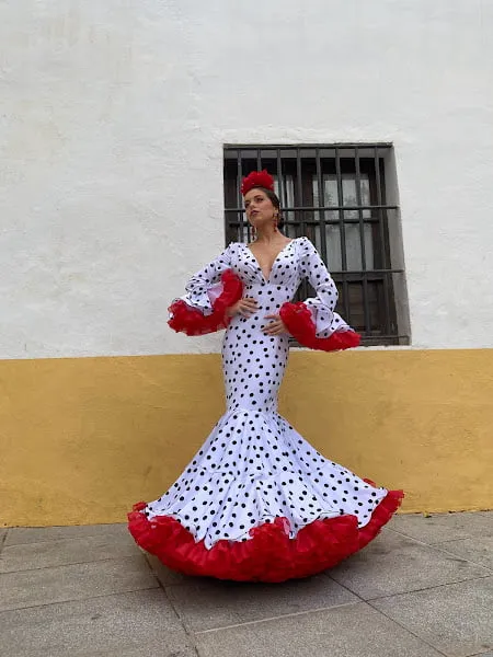 Viva la Feria Clavel robe flamenco pois volants organdi