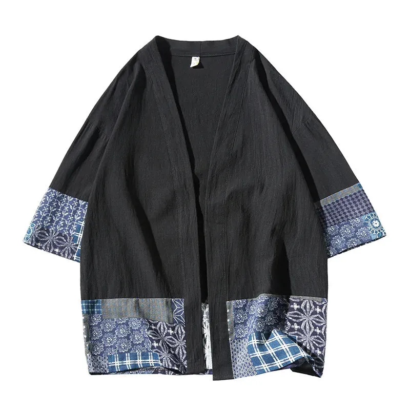 Esprit du Japon Cardigan kimono homme coton patchwork