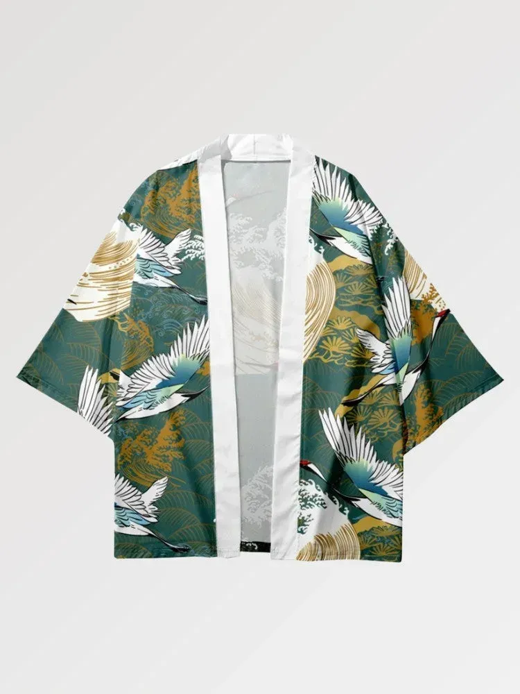 Japon style tsuru no gawa haori kimono grues