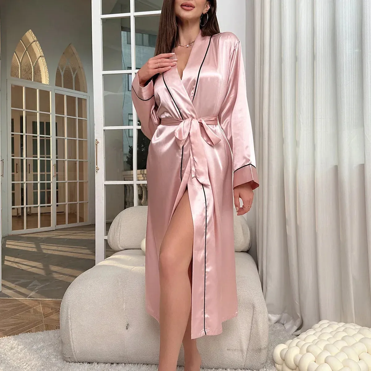 Esprit du Japon robe de chambre kimono satinée ceinture
